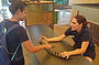 Patting a crocodile